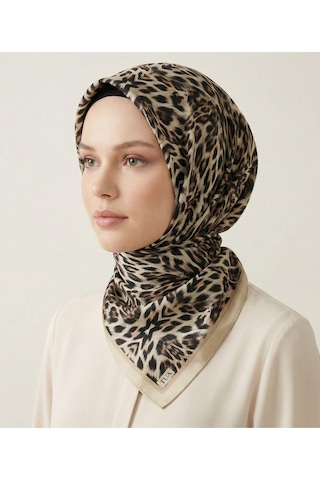 Leo Desen 90x90cm Organic Twill Eşarp/fular Bej