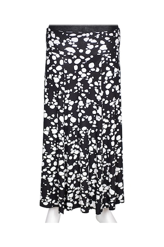 Barem Kadın Arzu Korsajlı 6 Parçalı Desenli Penye Siyah Etek D56 Siyah