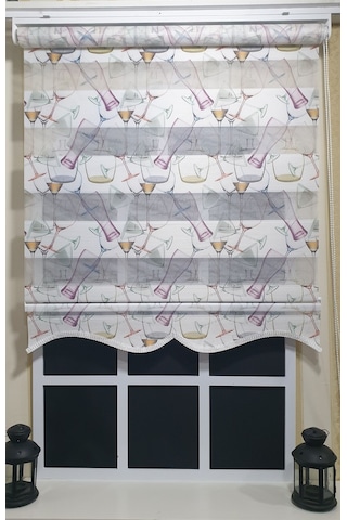 Pliseli Zebra Stor Kadeh Baskılı Etek Dilimli St 027 Beyaz