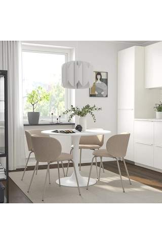 Ikea Beyaz Şık Yemek Masası - Yuvarlak Mutfak Masası