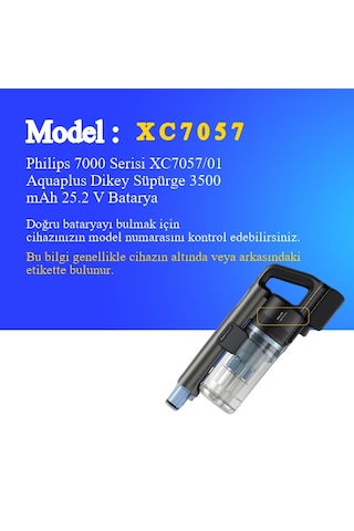 Philips 7000 Serisi Xc7057/01 Aquaplus Dikey Süpürge 3500 Mah 25.2 V Batarya Uyumlu Uzun Ömürlü, Yüksek Performans Pil