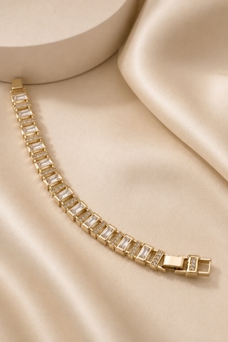 Balenbi Jewelry Kadın Baget Taşlı Geometrik Kararmaz Çelik Bileklik 1137 Gold Renk Gümüş