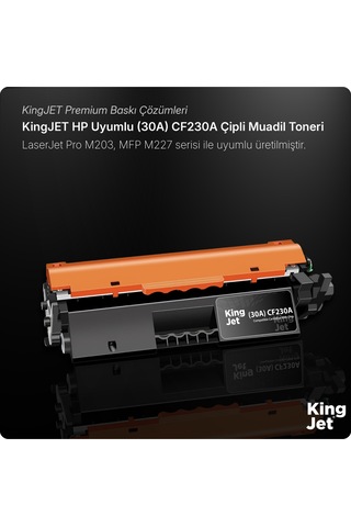 Kingjet Hp Uyumlu 30a Cf230a Standart Kapasiteli Çipli Uyumlu Toneri Laserjet Pro M203dw