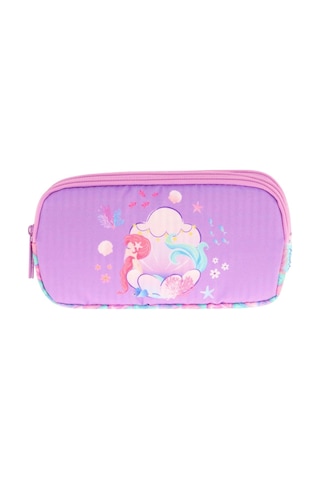 Kaukko Kids Üç Bölmeli Pembe Lila, Denizkızı, Kız Çocuk Okul Kalemliği - L8225 Lila - Beyaz