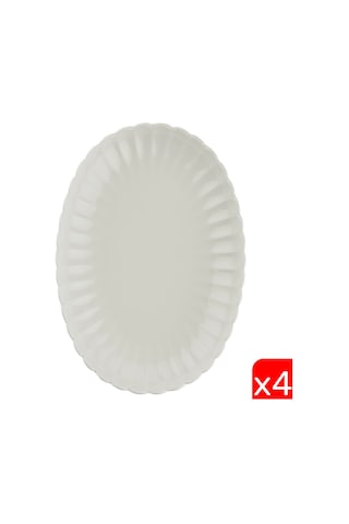 Kütahya Porselen Bone Luz Krem Kayık Tabak 28x19cm 4 Lü Bnlzf28ky00 Çok Renkli