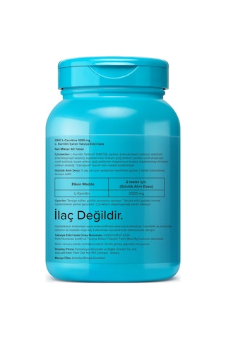 Gnc L-carnitine 1000 Mg 60 Tablet Aromasız