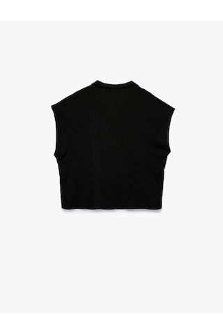 Koton Aerobin Kumaş Yarım Fermuarlı Kolsuz Sweatshirt Siyah 5sak60019pw Siyah