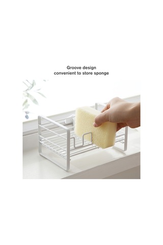 Ruicoo Beyaz Demir Sponge Rakusu - Mutfak Lavabo Sulama Tüpü, Banyo Sabunu Ve Fırça Depolama İçin Mini Sıvı Akıtıcı Rak Beyaz