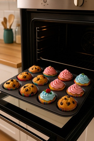 12 Li Muffin Kek Kalıbı Siyah
