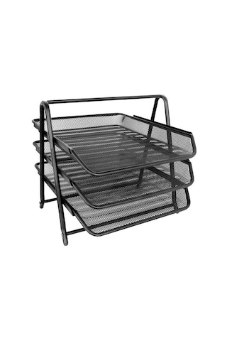 Cassa Evrak Rafı Metal Perforeli 3'lü Siyah 8933