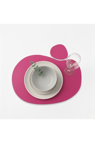 2 Kişilik 4 Parça Deri Amerikan Servis 30x44 Cm-silinebilir Supla-kendinden Bardak Altlıklı Pembe