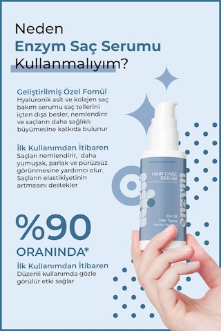 Enzym Cosmetics Saç Bakım Kompleksi Hyaluronik Asit Ve Kolajen Saç Serum 75 Ml Onarıcı, Nemlendirici
