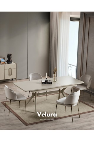 Monaco Yemek Masası + 2 Sandalye Ekru