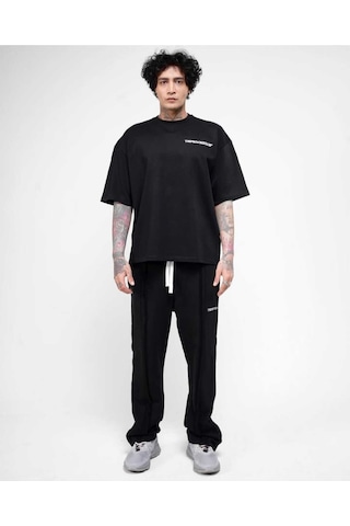 Siyah Sırt Baskılı Oversize Tshirt Siyah