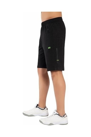 CROZWİSE 3183-10 Siyah Astarsız Drops Kumaş Erkek Spor  Şort Siyah