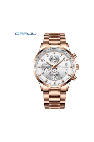 Crrju/kajun 2214 Yeni Erkek İş Saati Erkek Saati Altı İğneli Kronograf Çok İşlevli Paslanmaz Çelik Saat Rosegoldwhiteflour Diğer