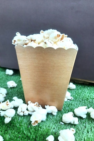 8'li Gold Parlak Mısır Kutusu - Popcorn Kutusu - Doğum Günü İkram Hediye - Orta Boy Standart