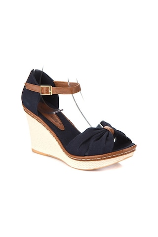 Fox Shoes Lacivert Kadın Dolgu Topuklu Ayakkabı 9674040505