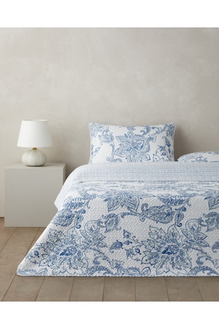 Nuit Paisley Çift Kişilik Yatak Örtüsü Takımı 200x220 Cm Mavi