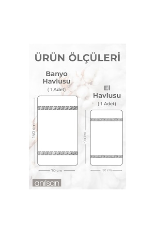 %100 Pamuk 2'li Greek Havlu Seti - 1 Adet El Havlusu Ve 1 Adet Banyo Havlusu Beyaz