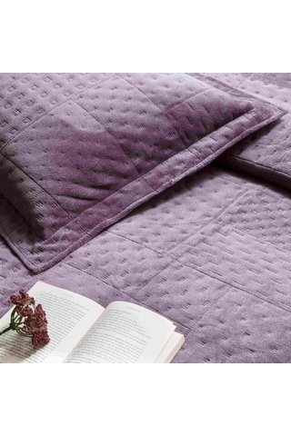 Tr Taç Alvin Düz Polyester Yatak Örtüsü Seti, Mürdüm, Çift Kişilik Genel