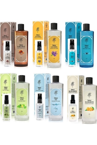 Rebul Aqua + Dark Spice + Ice + Lavanda + Lime + Mandarine Kolonyası 6 x 250 ML + Sprey Kolonya 6 x 50 ML