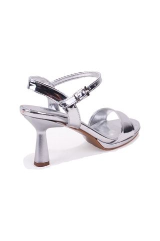 Dagoster Dza07-5211465 Gümüş Ayna Tek Bant Platform Topuklu Kadın Ayakkabı Gümüş