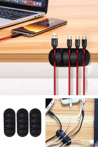 5 Kanallı Kablo Sabitleyici Kablo Tutucu Sabitleyici Kablo Düzenleyici 3 Adet