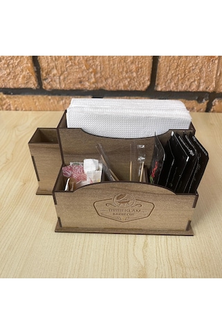 Ahşap Cafe Restoran Oteller İçin Masa Üstü Peçetelik Logolu