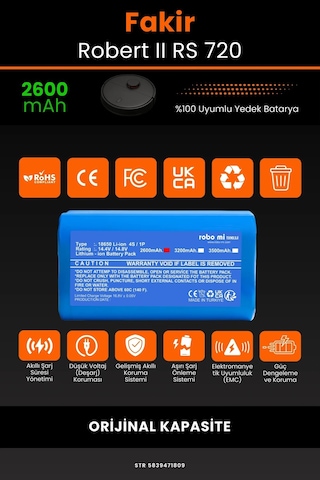Fakir Robert Rs 720 2600mAh Robot Süpürge Bataryası