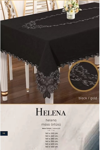 Helena Model Keten Dantelli 155x220 Cm Krem Şık Yemek Masası Örtüsü Tasarım Sarı
