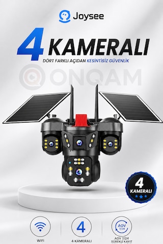 4 Kameralı Wifi 12mp Çift Solar Panelli Hareket Algılamalı Güvenlik Kamerası