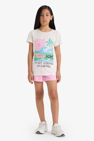 Defacto Kız Çocuk Pijama Takımı Baskılı Kısa Kollu Üst Beli Lastikli Şort E0665a825hser85 Ekru
