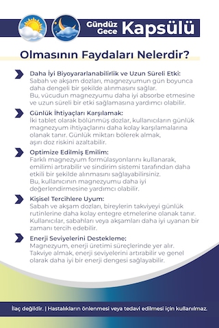 Orfarma Magnezyum Day & Night Takviye Edici Gıda 60 Kapsül
