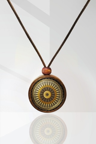 Tahtakolik Arabesk Motif Ahşap Kolye Mor
