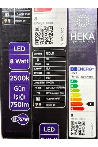 10 Adet Heka 8w 57w 2500k Günışığı E27 Duylu Kalın Duy Çubuk Led Ampul