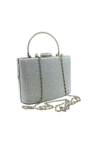 Çanta Sepetim Gümüş Simli Tablet Abiye Çantası - Gümüş