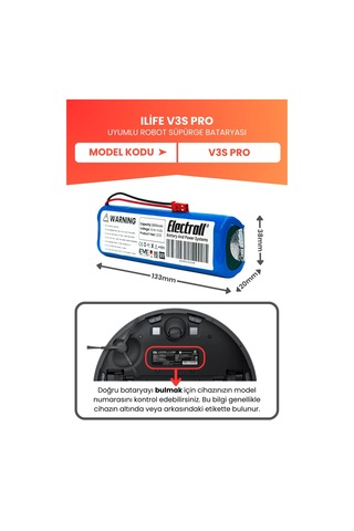 Ilife V3s Pro Uyumlu Batarya Yüksek Kapasite 2800mah Pil Robot Süpürge Bataryası Değişimi