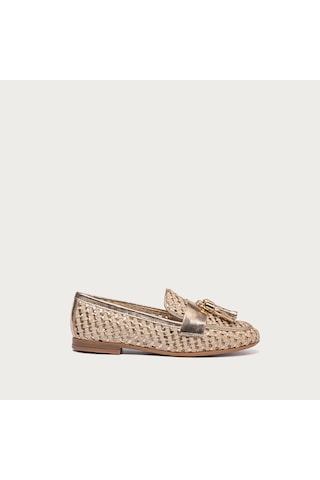 Shınefancy Klasik Ayakkabı Kadın 95k6 Frau Woven Lamınated Leather Loafers Wıth Tassels Çok Renkli