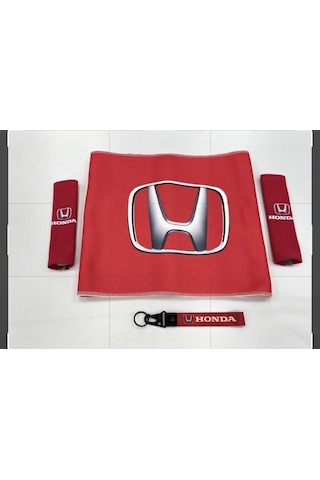 Honda Kırmızı Otomobil Torpido Havlusu Ve 2'li Kemer Kılıfı Ve 2'li Araç Tutamaçı