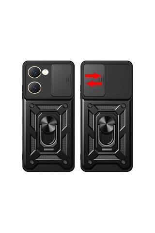 Orevio Vivo Y18 Kılıf Pars Lens Yüzüklü Silikon - Kırmızı