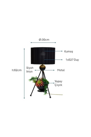 Siyah Boyalı Modern Masa Lambası Plc-1201-m-bsy Diğer