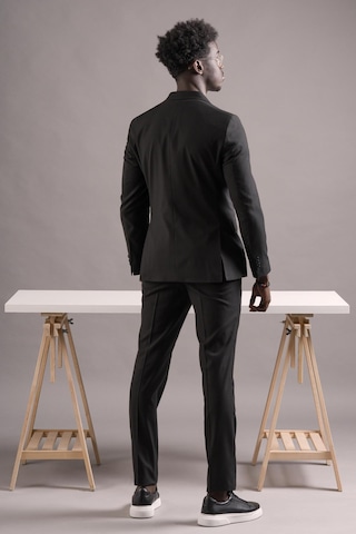 Carutte Slimfit Sivri Yaka Çift Pileli Dokulu Kumaş Kruvaze Takım Elbise 001