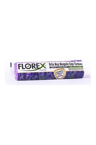 Florex Büzgülü Lavanta Kokulu Orta Boy Çöp Torbası 25 Adet Mor 55 x 60 CM