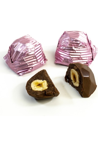 Nutat Pembe Sargılı Kristal Çikolata Fındık Kremalı & Bütün Fındıklı 500 Gr.