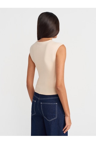 Dilvin 21054 Büzgülü Basic T-shirt-taş Taş