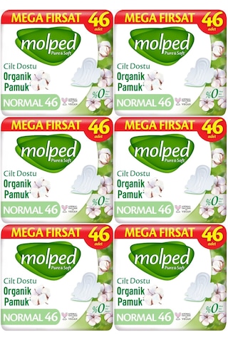 Molped Pure&soft Hijyenik Ped Normal 276 6pk 46 Adet Mega Pk