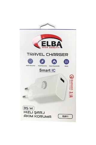 Elba Elb11 Elb-35w Usb 35w Hızlı Şarj Akım Koruma Ev Şarj Kafa
