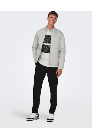 Only & Sons Erkek Önden Fermuarlı Ceket 22027380 Açık Gri