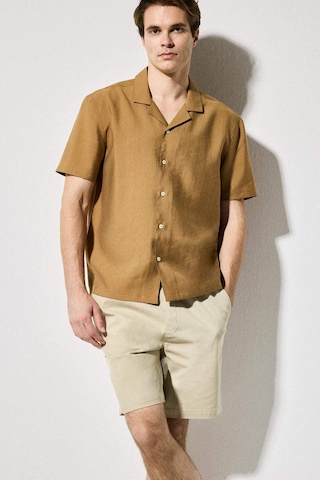 Defacto Regular Fıt Polo Yaka Tencel Kısa Kollu Gömlek G8083ax26smbn610 Kahve-bn610